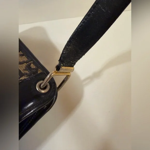 Dior Vintage Canvas Logo and Blue Leather Bag EUC Including 2 Pouches - Picture 12 of 15